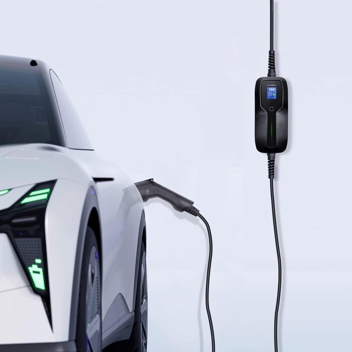 Портативний зарядний кабель для електромобілів з перемикачем 10/16А зарядний пристрій з екраном Schuko 2 pin EV зарядна станція SA