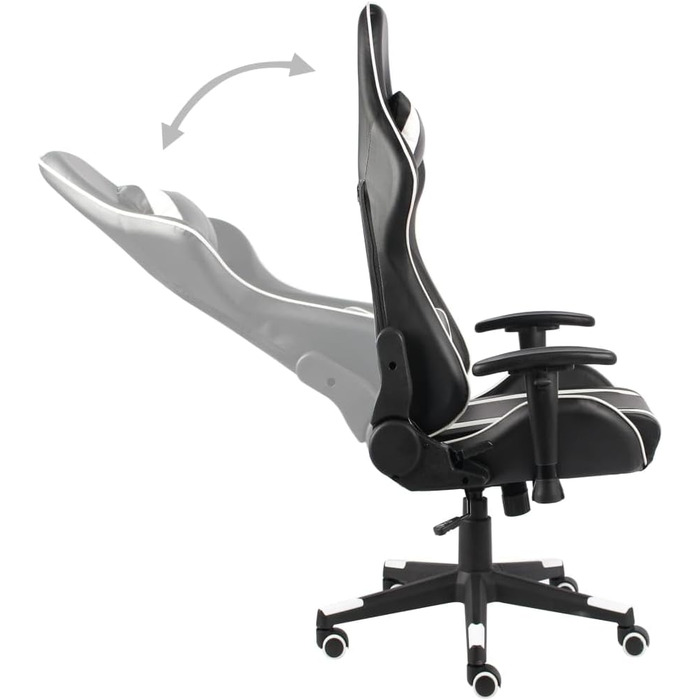 Ергономічне ігрове обертове крісло з високою спинкою та 2 подушками, регульоване по висоті офісне крісло з білого ПВХ, регульована спинка та коліщатка для комфорту, 68 x 69 x 123-133 см, білий колір