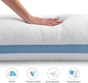 Подушка 40x80 см (2 шт.), Регульована по висоті подушка для сну, Подушка з піни з ефектом пам&39яті, Пральна подушка для ліжка, Постільна подушка з регульованим наповнювачем, на блискавці 2 40 x 80 см