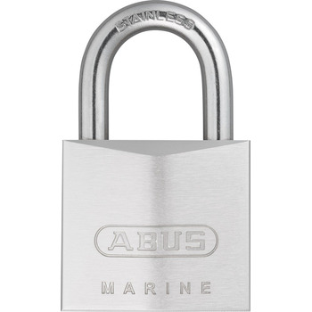 Замок навісний ABUS Marine 75IB/40 захищений від погодних умов корпус з латуні з нікелевим перламутровим покриттям рівень безпеки ABUS 6 сріблястий, 40 мм, з нержавіючої сталі