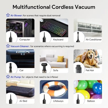 Ручний пилосос Minthouz, що перезаряджається, портативний пилосос із супервсмоктуванням 16000 Па, автомобільний пилосос все-в-одно