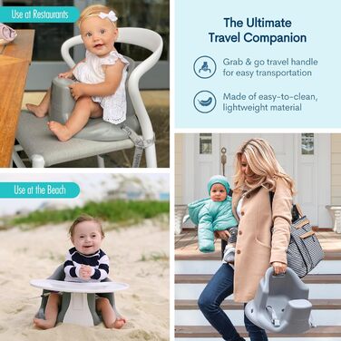 Сидіння-бустер для дитячого крісла з підносом, розроблене спільно з фізіотерапевтами (сіре)