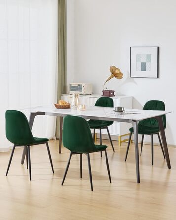 Обідні стільці Lestaraiin, комплект з 4 шт. зі спинкою, для їдальні, кухні, вітальні, м&39які кухонні стільці з оксамитовою оббивкою, виготовлені з металу, ергономічний дизайн, темно-зелений.