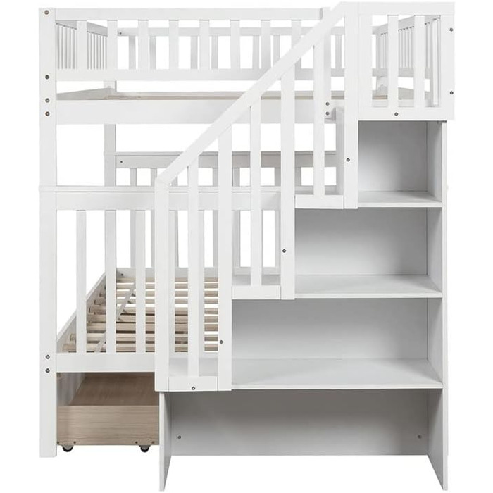 Двоярусне ліжко з 2 шухлядами та місцем для зберігання, дитяче двоярусне ліжко з масиву дерева, компактний дизайн (колір C) Двоспа
