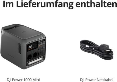 Портативна зарядна станція DJI Power 1000 Mini, LFP-акумулятор 1008 Втгод, чорна