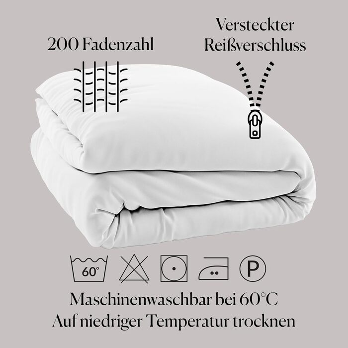 Чохол для обтяженої ковдри 135x200 см - 100 бавовняна постільна білизна - Білий - Зроблено в Португалії - Підковдра для терапевтичної ковдри - запобігає ковзанню 135 x 200 см Білий 1