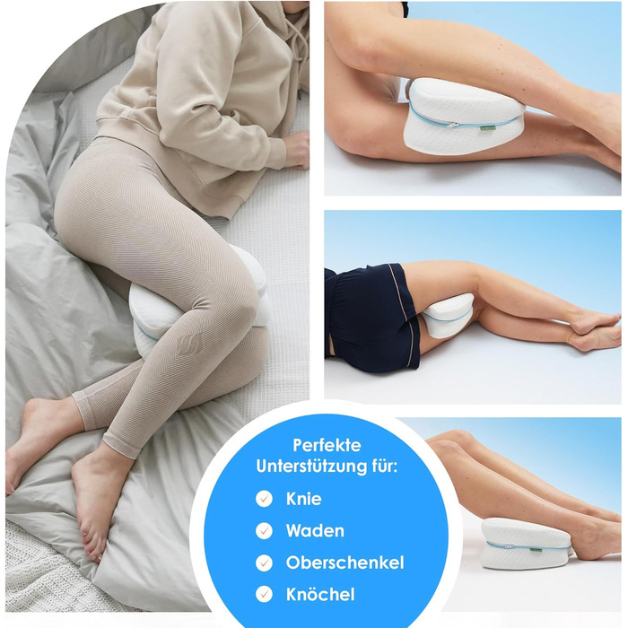 Подушка для колін для сну на боці - Ергономічна подушка з піни з пам&39яттю форми для ніг, стегон та спини - Подушка для ніг для спокійного сну з дихаючою та пральною оббивкою 26x22 см