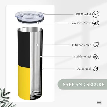 Кухоль з прямою трубочкою, дизайн прапор Баден-Вюртемберга, друкований, дорожній кухоль, підходить для кемпінгу, офісу та дому, 590 мл