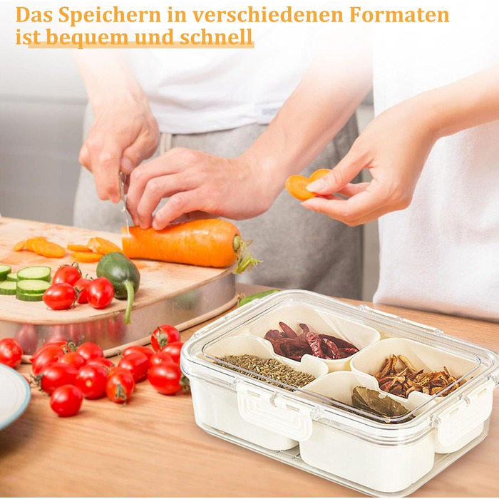 Ланчбокс з 4 відділеннями, контейнер для перекусів з кришкою та 4 виделки з нержавіючої сталі, зручний бокс для снеків, солодощів, горіхів, фруктів, спецій, для вечірок, пікніків та подорожей