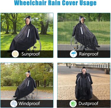 Дощовик-пончо  для інвалідного візка для дорослих з напівпрозорим капюшоном