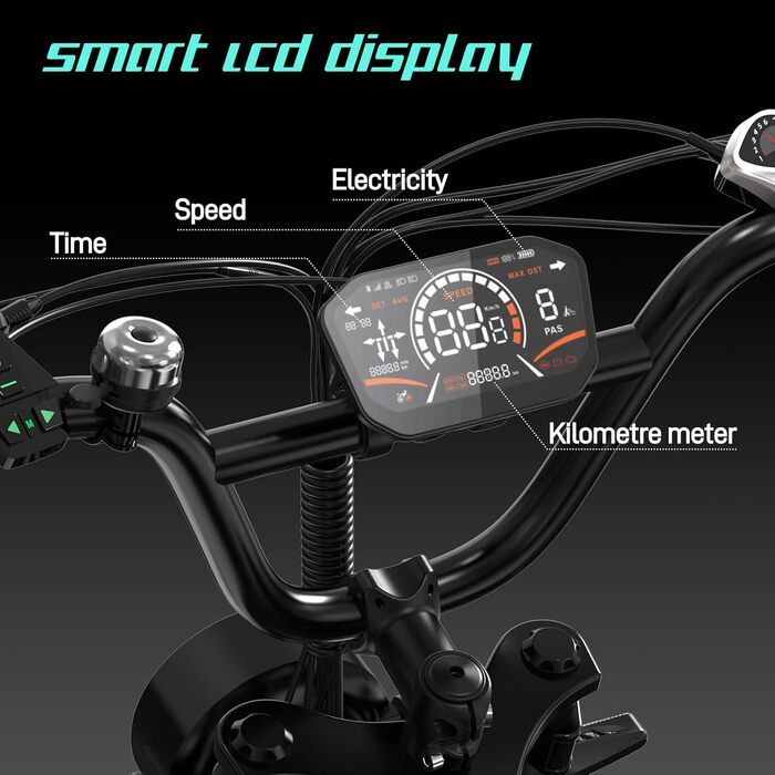 Електровелосипед, Електричний гірський велосипед для дорослих, Електровелосипед для щоденних поїздок зі знімним акумулятором 48 В 20,8 Аг, Запас ходу 3590 км, Чорний, 19 20&39&39