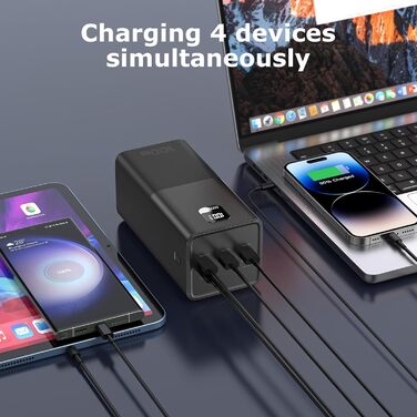Портативний зарядний пристрій Powerbank 50000mAh швидка зарядка USB C ноутбук зовнішній блок живлення, 4 виходи 3 входи світлодіод