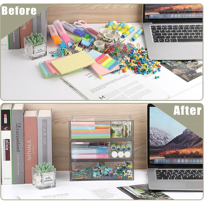 Акрилова коробка для зберігання з 3 шухляд, штабелюваний органайзер для косметики, прозора шухляда зі знімними роздільниками для ювелірних виробів, товарів для здоров&39я, кавових капсул, канцелярського приладдя