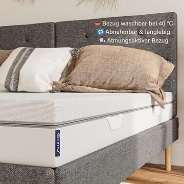 Матрац Emma One 140x200 H2 середньої жорсткості охолоджувальний та дихаючий 3-зонний матрац з піни ергономічний, клімат-регулюючий та пральний чохол підходить для всіх положень сну 140 x 200 см середньої жорсткості H2 нова версія