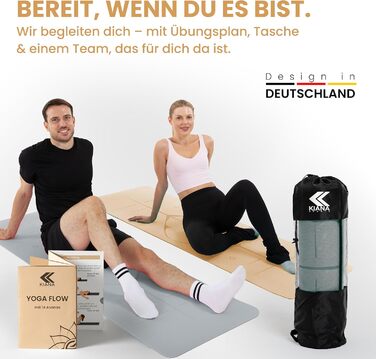 Килимок для йоги Нековзний спортивний килимок, розроблений у Німеччині 2 комфортні товщини Стабільний розмір килимка для йоги та гімнастики Ідеальний фітнес-килимок для йоги та пілатесу вдома або в студії, товщина 8 мм, сірий