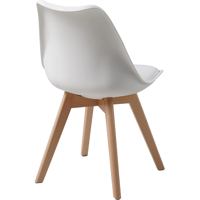Обідні стільці ALBATROS, комплект з 4 шт. , AARHUS, білий - ніжки з масиву бука, скандинавський ретро-дизайн, зручне крісло-ракушка - елегантний кухонний стілець, обідній стілець для обіднього столу, білий бук комплект з 4 шт.