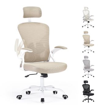 Ергономічне крісло Farini з підлокітниками, офісне крісло на колесах, зручне крісло для домашнього офісу, хакі, з підголівником
