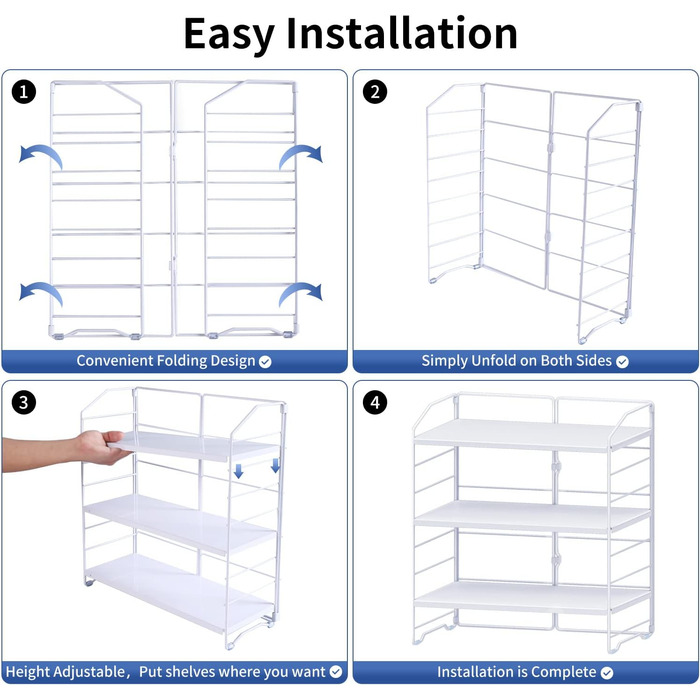 Металева підставка для спецій AIRUJIA, 3-рівнева регульована кухонна полиця, органайзер для столу, підходить для кухні, ванної кімнати та спальні, кухонна полиця, місце для зберігання у ванній кімнаті, білий колір