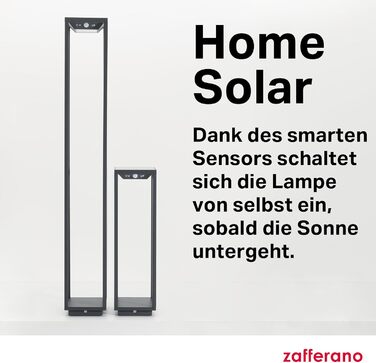 Сонячний торшер Zafferano Home Solar, бездротова підлогова лампа з сонячною панеллю та датчиком руху для вулиці, диммер, 3000 K, висота 50 см, темно-сірий