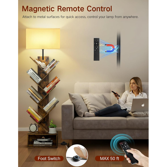 Дерев&39яна книжкова полиця у формі дерева з підсвічуванням, 6-ярусна окремостояча полиця, вузька кутова полиця з пультом дистанційного керування та таймером, невелика полиця для книг, компакт-дисків та DVD-дисків для вітальні, спальні, дитячої кімнати, р