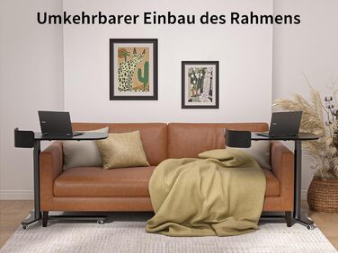 С-подібний журнальний столик, регульований по висоті з колесами, мобільний стіл з шухлядами, невеликий столик для ноутбука з регульованою висотою, пневматичний стоячий стіл для дивана, ліжко, вітальня, чорний, 75 x 45 см