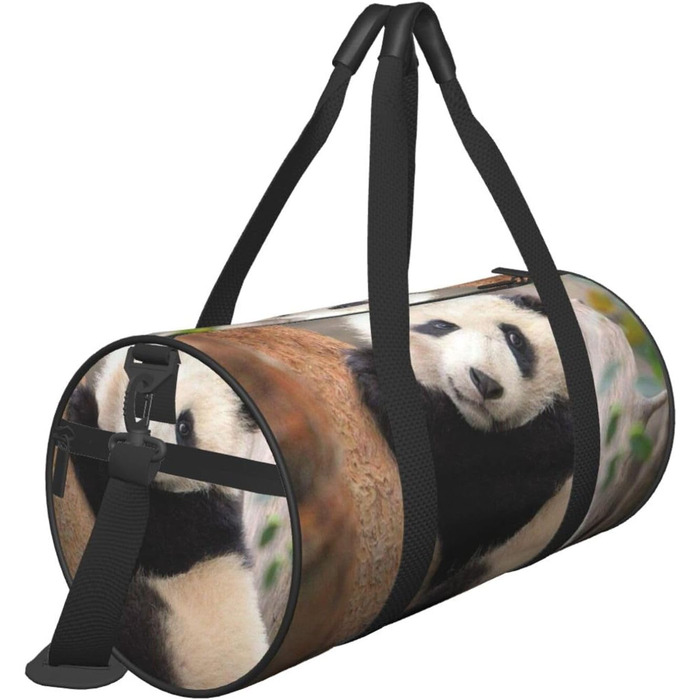 Спортивна сумка, дорожня сумка, милий принт панди, сумка для ночівлі, чорна, універсальний розмір, сумка для подорожей