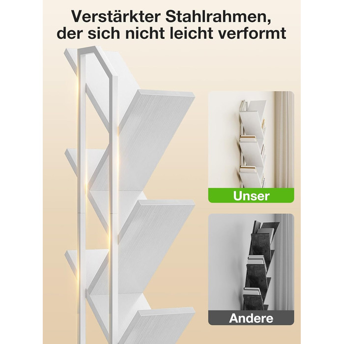 Книжкова полиця Coleshome у формі дерева, 6-ярусна окремостояча полиця, дерев&39яна книжкова полиця, підходить для вітальні та спальні, біла