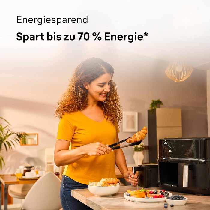 Аерофритюрниця Braun TwinCook 3 TD3030IBK, 2 камери, 8л (4л 4л), 80-200, функція Sync, 8 програм, легке очищення, 2850Вт, чорна
