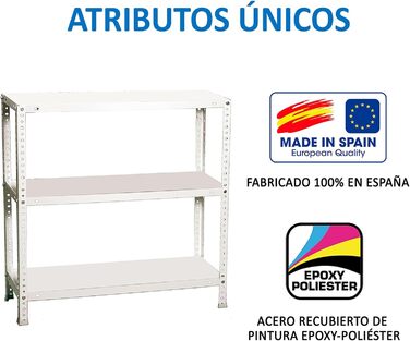 Надміцний стелаж Simonrack, стелаж для зберігання, металевий стелаж 100x80x30, стелаж для підвалу, точка вигину 100 кг, 3 полиці, білий - Comfort