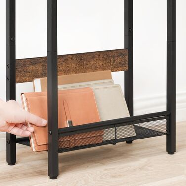 Вузький приставний столик, столик біля дивана із зарядною станцією, тумбочка з 2 дерев&39яними композитними панелями та 1 металевою полицею, для невеликих приміщень, вітальня, вінтажний коричневий та чорний DTBZ05CBF Вінтажний коричневий, чорний