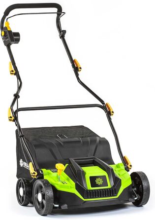 Електричний аератор та граблі 2-в-1, 1300 Вт, ширина захоплення 320 мм, 40-літровий контейнер, регульована ручка, глибина аерації -12 до 10 мм, 2 змінні циліндри