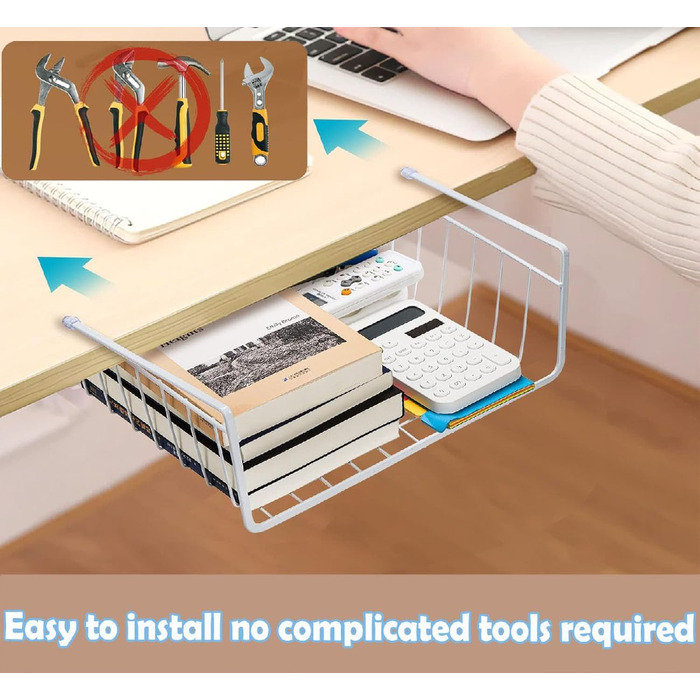 Універсальний підвісний металевий кошик-полиця з 2 предметів, органайзер для шафи для кухні, комори, офісу, шафи, білий, 30 x 22 x 13,5 см