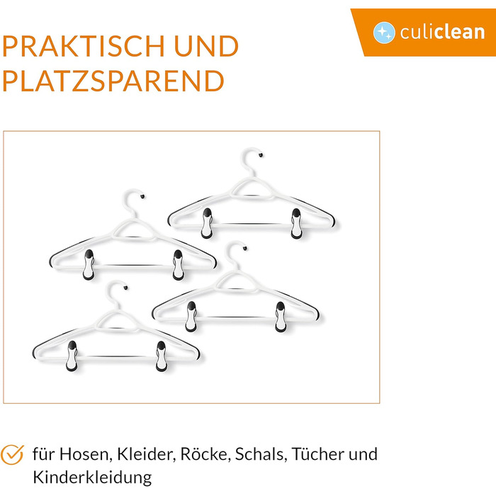 Комбінована вішалка culiclean комплект 4 шт. з 2 прищіпками що не залишають відбитка  білі чорні