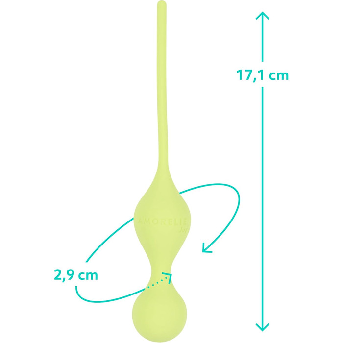Кульки для тренування м’язів тазового дна AMORELIE Joy, 75 г, силіконові, жовті, водонепроникні