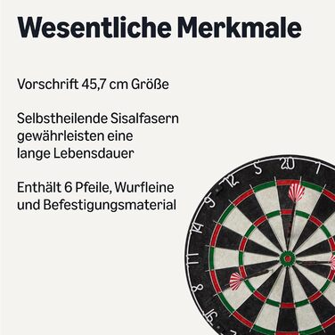 Набір дротиків Storeo Basics із 6 сталевими наконечниками - самовідновлювальні сизалеві волокна, тонкий дротяний павутинний дизайн, повний комплект кріплення, 45,7 см, чорний