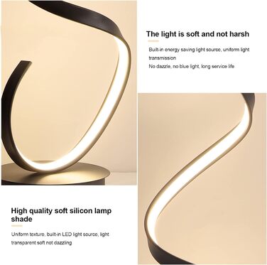 Сучасний світлодіодний торшер, креативний спіральний дизайн торшер з регулюванням яскравості, сучасний торшер для вітальні, спіральний торшер для спальні, вітальні, офісу або кабінету, 1,33 м (чорний)