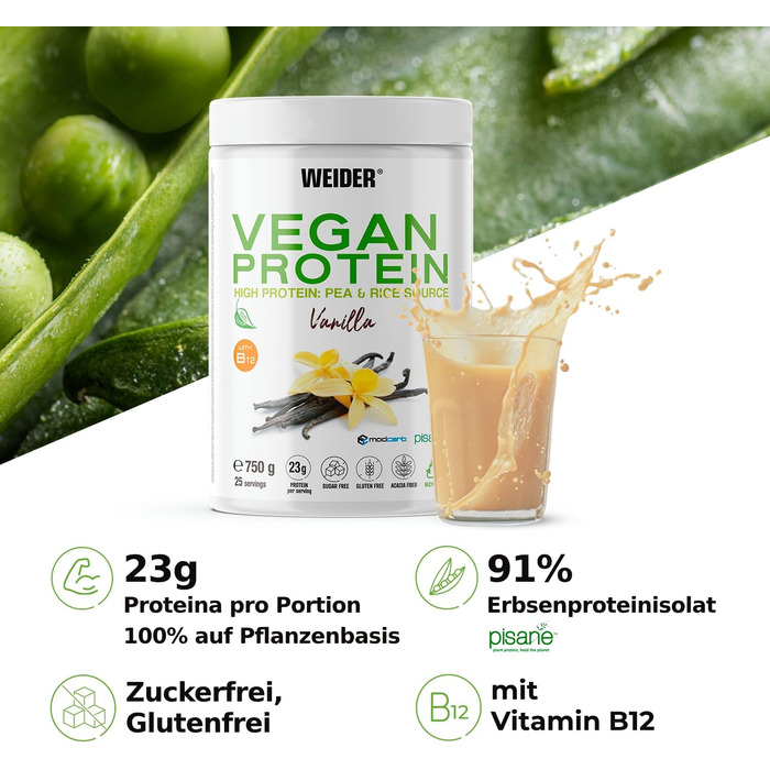 Протеїн веганський Weider Vanilla 750 г