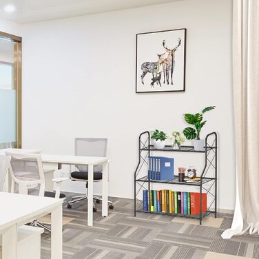 Металева підставка для рослин Bomblap, 3-рівнева підставка для рослин, тримач для квіткових горщиків для зовнішнього використання, балкону, саду, багатофункціональна підставка для квітів великої місткості, чорна