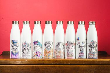 Пляшка MIKASA Tipperleyhill з нержавіючої сталі з подвійними стінками, 500 мл, вакуумно-ізольована, зберігає напої гарячими та холодними, пляшка з нержавіючої сталі без бісфенолу А з принтом кота