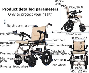 Міцний, компактний, електричний інвалідний візок, розумний портативний пристрій дальнього радіусу дії з подовженою батареєю та