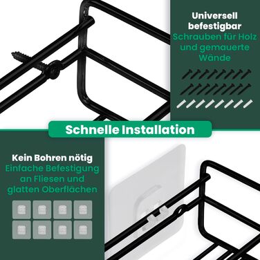 Металеві підставки для спецій - 4 шт. и - можна кріпити без свердління - для спецій, як вкладиш у шафу або органайзер - розмір 32,2 x 6,5 x 7,4 см (матово-чорні)