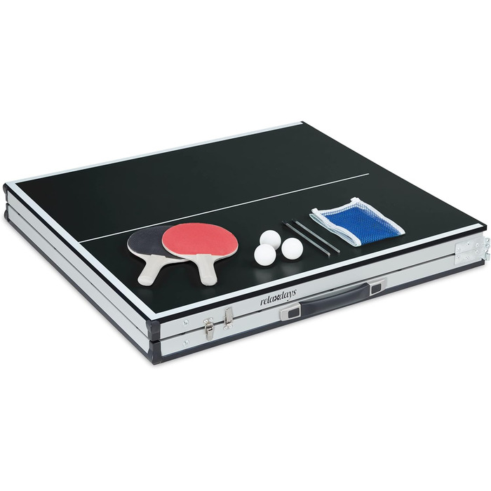 Тенісний стіл Relaxdays, складний тенісний стіл із сіткою, 2 ракетки, 3 м&39ячі, ВxШxГ 70 x 70 x 150 см, чорний