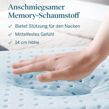 Подушка LUCID з гелевої піни з ефектом пам&39яті 40x70 см дихаюча охолоджувальний ефект чохол, який можна прати подушка сертифікована Oeko-Tex, біла 70 x 35 см