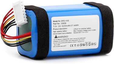 Підходить для аудіосистеми Sony SRS-X30 Bluetooth, акумулятор SRS-XB3, акумулятор SRS-XB3 ємністю 5200 мАг / 37,44 Втгод