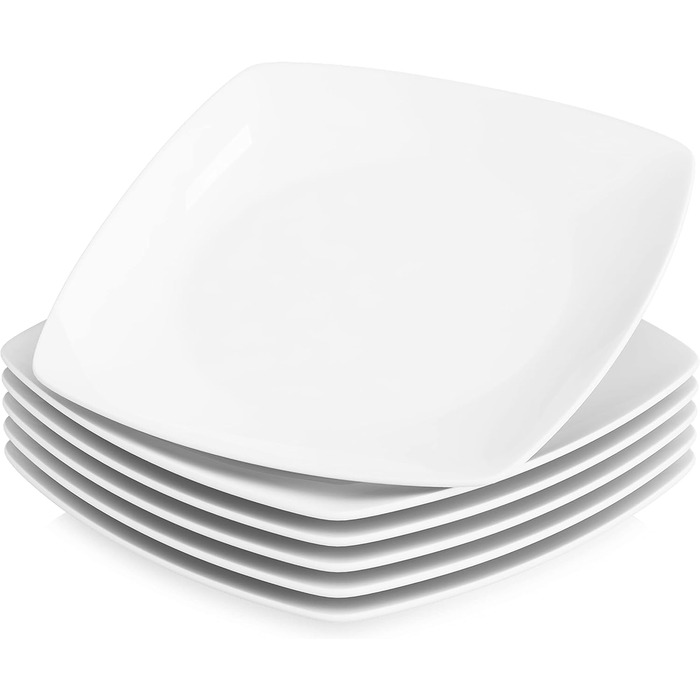 Серія Julia, Набір тарілок на 6 персон Сучасна, Біла порцелянова обідня тарілка з 6 предметів, Маленька обідня тарілка 24,8 см Обі