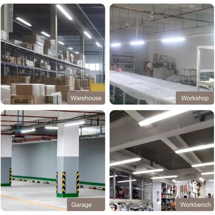 Світлодіодні трубки Qsmile 2 шт. 120 см, 32 Вт, 3550 лм, холодне біле світло, 6500 К ультратонкий світлодіодний вологозахищений світильник, простий в установці світлодіодний світильник для офісів, складів, гаражів, підвалів, майстерень