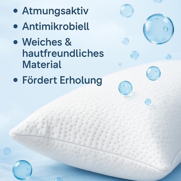 Подушка з піни з ефектом пам&39яті Oxycore, гіпоалергенна, можна прати при 40C, міцна якість з кисневою технологією