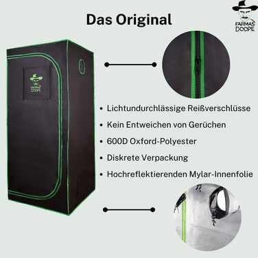 Гроубокс 80x80x180 см Тент для вирощування та розмноження рослин (гідропоніка) Шафа для рослин з Оксфорду 600D та високовідбиваючого мілару Тент для рослин та домашнього вирощування З водонепроникним піддоном