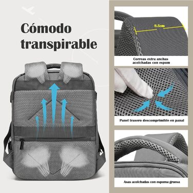 Рюкзак EasyJet для ручної поклажі, 30 л, 45x36x20 см, дорожній рюкзак для ноутбука 15,6 дюймів із захистом від крадіжки для чоловіків та жінок, темно-сірий, Easyjet 45x36x20 см 30 л