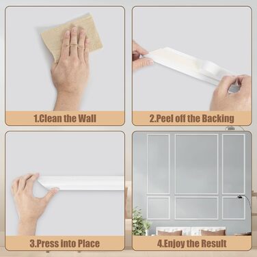 Комплект для настінного молдингу AKOZLIN, що знімається та наклеюється, попередньо нарізані панелі для обшивки стін, легко встановлюються, самоклеючі акцентні оздоблення, декор стін для офісу, дому, спальні, вітальні, 3 комплекти - 3 верхні, 3 нижні, 143 